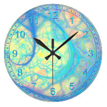 Abstract Blue Angel – Cosmic Azure & Lemon wall clocks