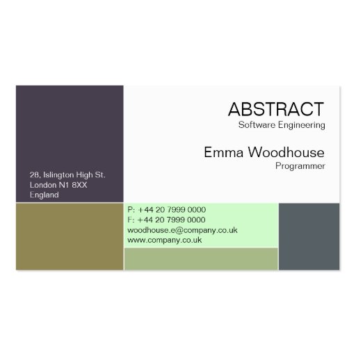 Abstract Blue, Aqua & Olive Business Card Template