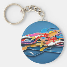 Abstract Blue Background Wild Colors All Around Keychain