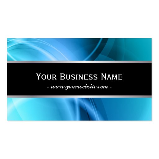 Abstract Blue Curves Black Belt Business Card (front side)