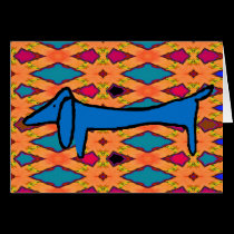 Abstract Blue Dachshund cards