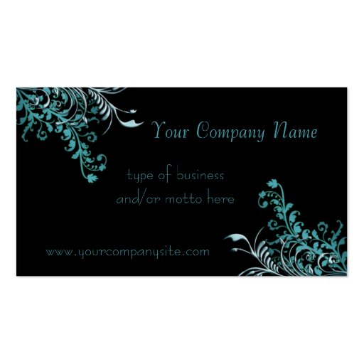 Abstract Blue Floral Embellished Business Cards (front side)