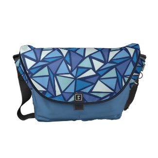 Abstract Blue Ice Crsytal Pattern Messenger Bags