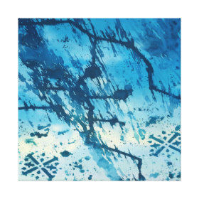 Abstract Blue Ink Splatters Funky Grunge Design Gallery Wrap Canvas