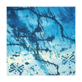 Abstract Blue Ink Splatters Funky Grunge Design Stretched Canvas Prints