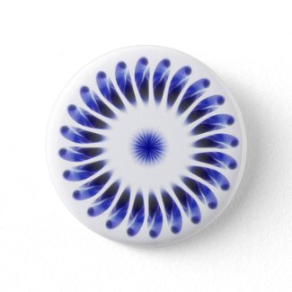 Abstract Blue Petals Kaleidoscope Art 1 button