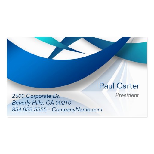 Abstract Blue Swoosh Textured Business Cards (front side)