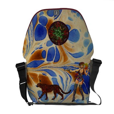 Abstract Blue Tan Art Cowgirl Leopard & Southwest Commuter Bags by blakerobson