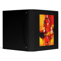 Abstract Bottle of Wine and Glasses of Red and Whi Vinyl Binder