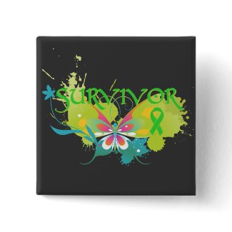 Abstract Butterfly Non-Hodgkin's Lymphoma Survivor button