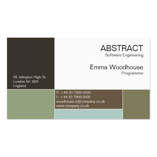Abstract Charcoal, Tan & Light Blue Business Cards (front side)