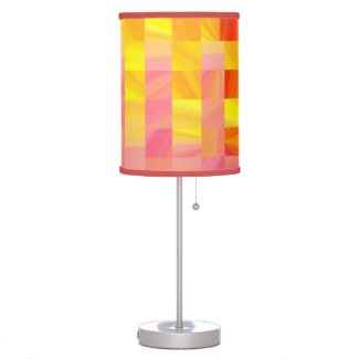 Abstract checks orange pattern table lamp