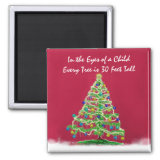 Abstract Christmas Tree Art with Ornaments Fridge Magnets