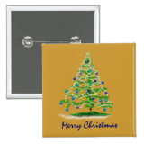 Abstract Christmas Tree Art with Ornaments Pin