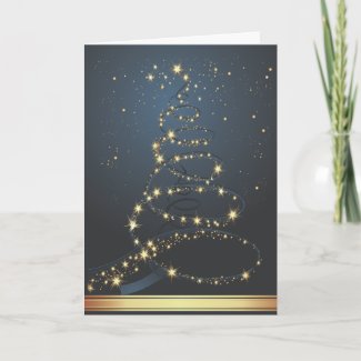 Abstract Christmas Tree Blue Modern Christmas Card