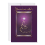 Abstract Christmas Tree glowing purple Invitation