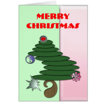 Abstract Christmas Tree Greeting Cards