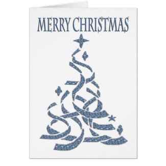 Abstract Christmas Tree in blue with seasonal gree Cards