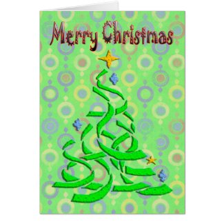 Abstract Christmas Tree in light green with season Greeting
Card