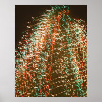Abstract Christmas Tree Lights , black background Print