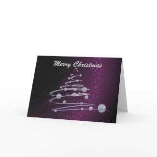 Abstract Christmas Tree On Purple Greeting Card