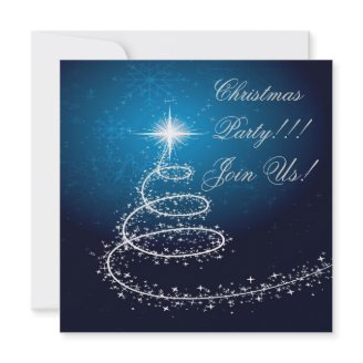 Abstract Christmas Tree Party Invitation Blue