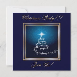 Abstract Christmas Tree Party Invitation Blue invitation
