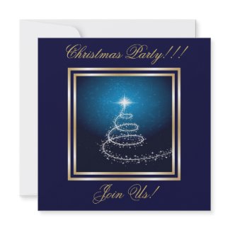 Abstract Christmas Tree Party Invitation Blue invitation