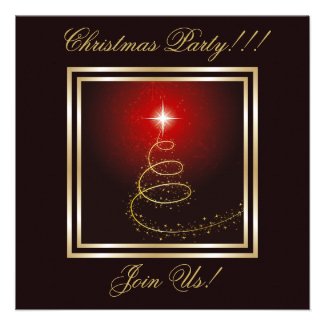 Abstract Christmas Tree Party Invitation Red