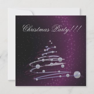 Abstract Christmas Tree Purple Party Invitation invitation