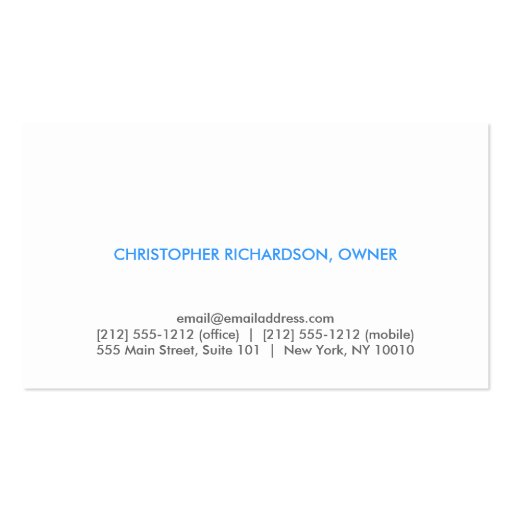 ABSTRACT CLOUD LOGO on BLUE GRADIENT Business Card (back side)
