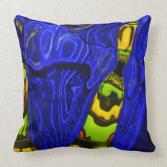 Abstract Cobalt Lime Green Yellow Throw Pillow