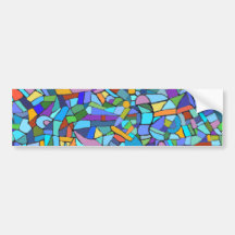 Abstract Colorful Blue Mosaic Pattern Bumper Sticker