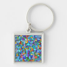 Abstract Colorful Blue Mosaic Pattern Keychain