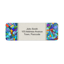 Abstract Colorful Blue Mosaic Pattern Custom Return Address Labels