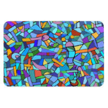 Abstract Colorful Blue Mosaic Pattern Magnet
