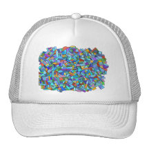 Abstract Colorful Blue Mosaic Pattern Mesh Hat