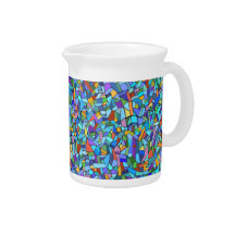 Abstract Colorful Blue Mosaic Pattern Pitchers