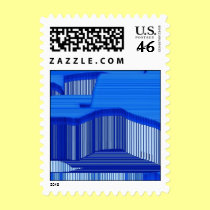 Abstract Computer Blue Stripe Art postage