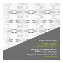 Abstract Cool Modern Art Mod Rings Wedding Invite