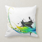 Abstract cool waters Paint Splatters Throw Pillows