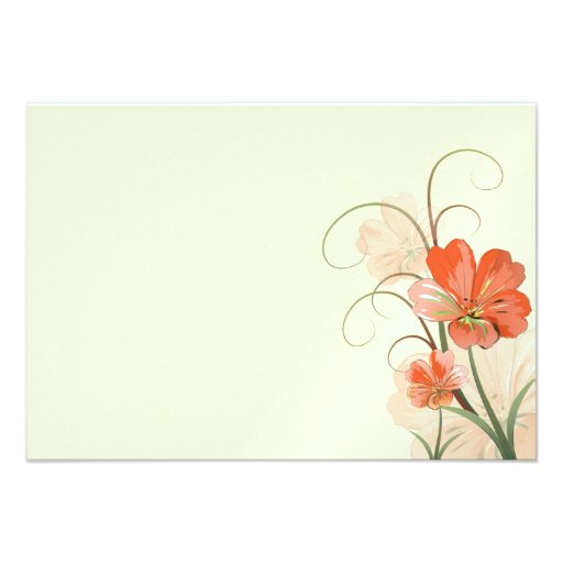 Abstract Coral Lime Flowers Swirls Response Cards