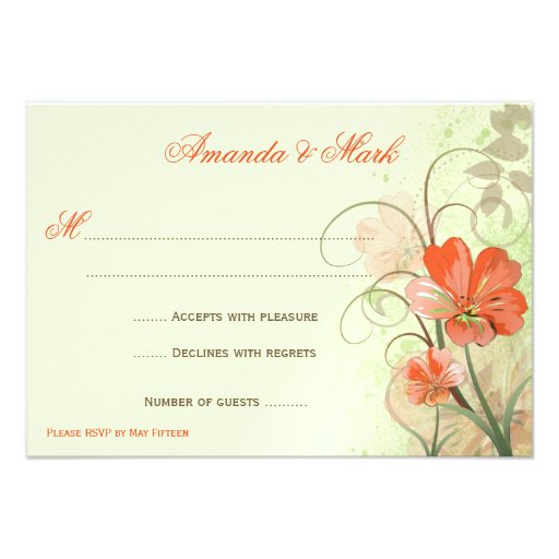 Abstract Coral Lime Flowers Swirls Response Cards