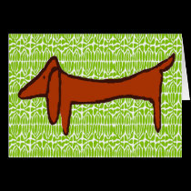 Abstract Dachshund  Green Leaves cards