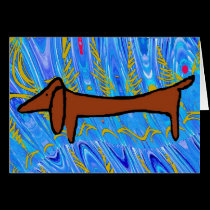 Abstract Dachshund in Blue cards