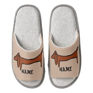 Abstract Dachshund Pair Of Open Toe Slippers