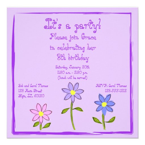 Abstract Daisies Kid's Party Invitation