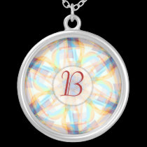 Abstract Daisy flower Monogram Necklace