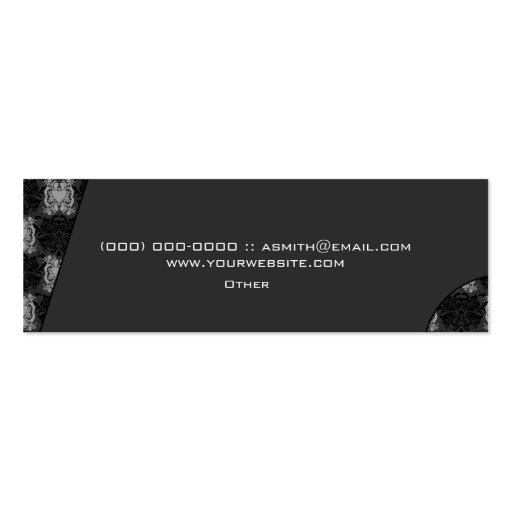 Abstract Damask (Black And White) Business Card Template (back side)