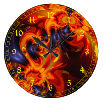 Abstract Dance of the Dragons - Indigo Amber Eyes wall clocks